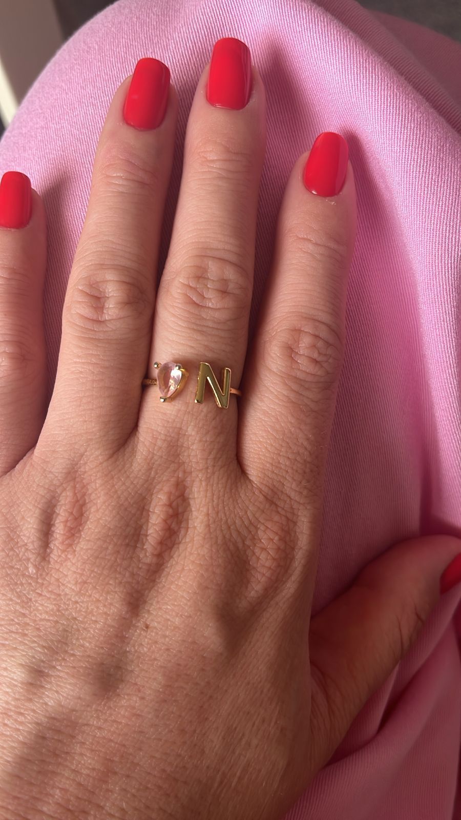 Anel de Letra Personalizado Banhado A Ouro 18k