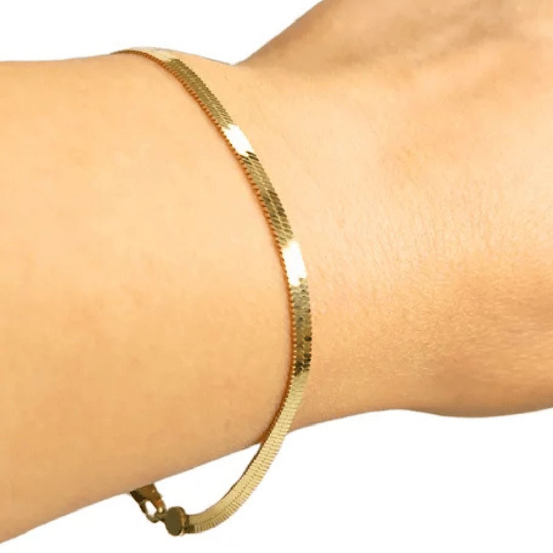 Pulseira de fita laminada 3mm - Aço com Banho de Ouro