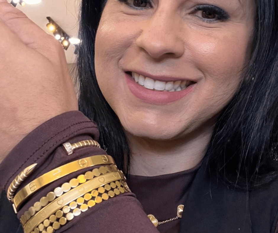 Bracelete em Aço Inox Esferas - Aço com banho de Ouro