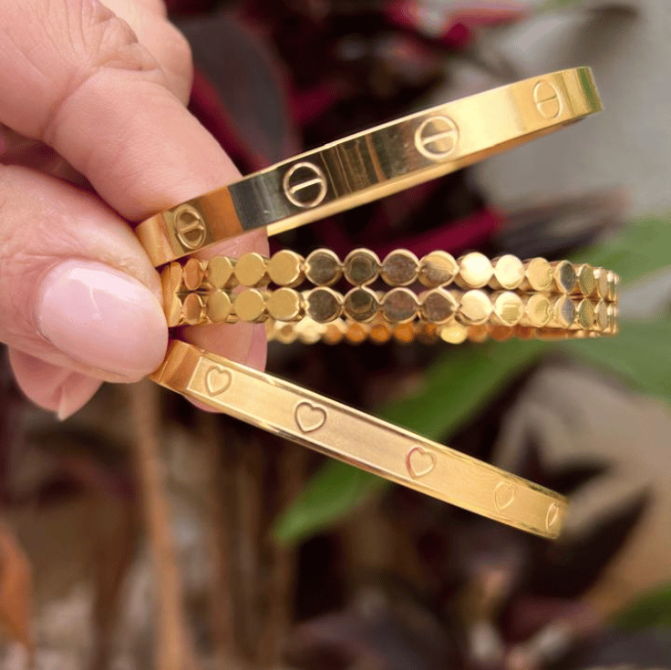 Bracelete Inspiração Cartier  - Aço com banho de ouro