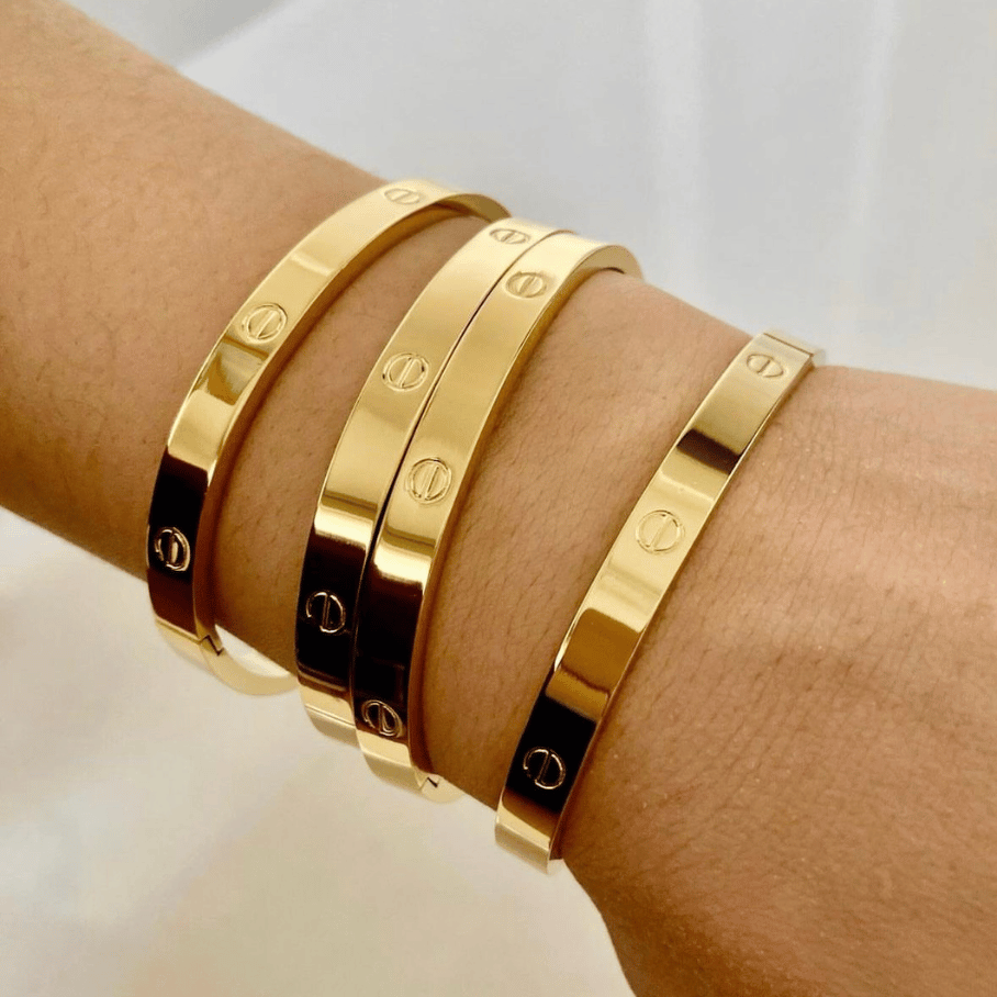 Bracelete Inspiração Cartier  - Aço com banho de ouro