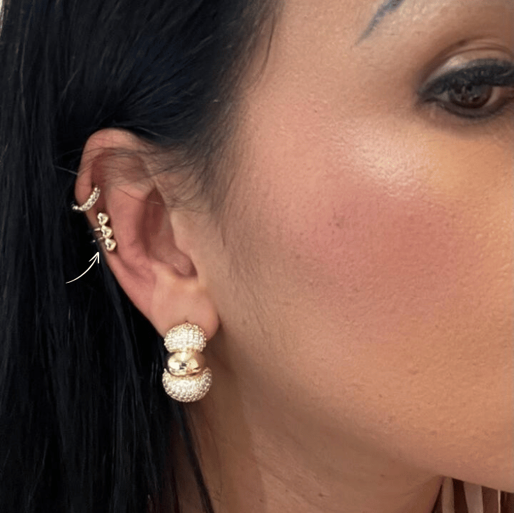 Piercing Fake Helix coração - Banho de Rodio