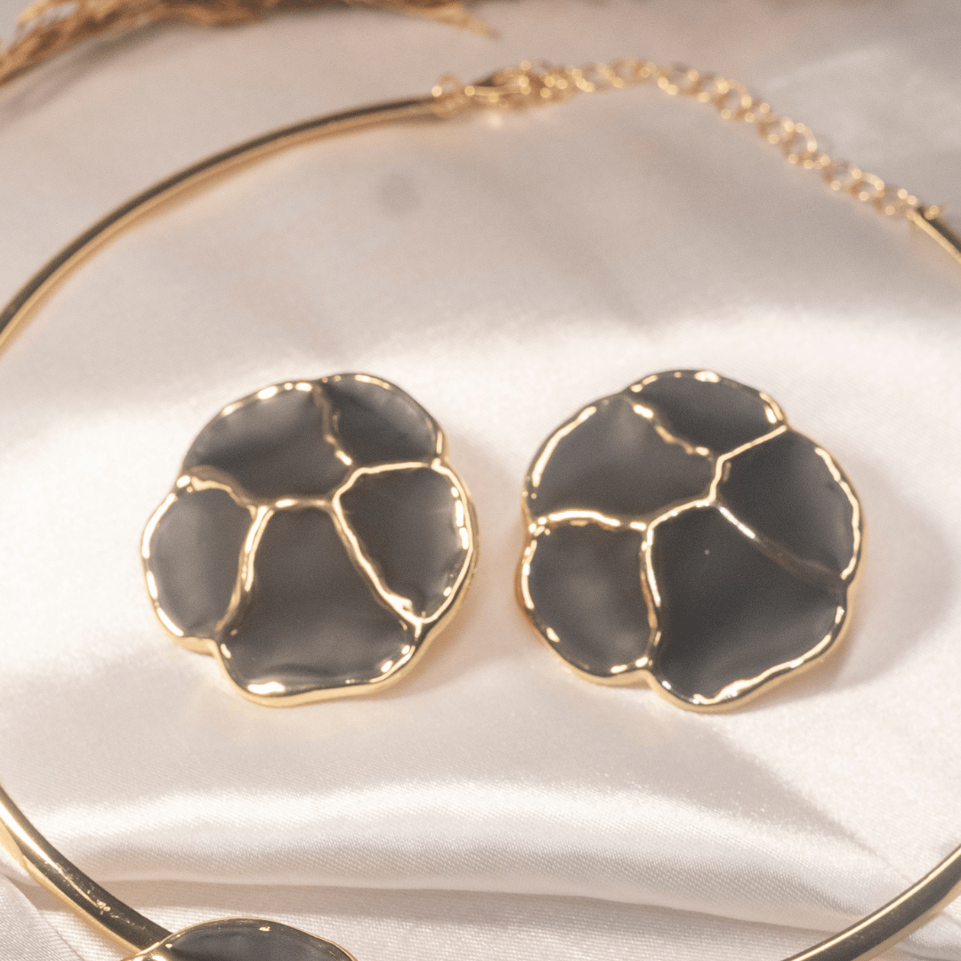 Conjunto de Flor preta fosca - Aro