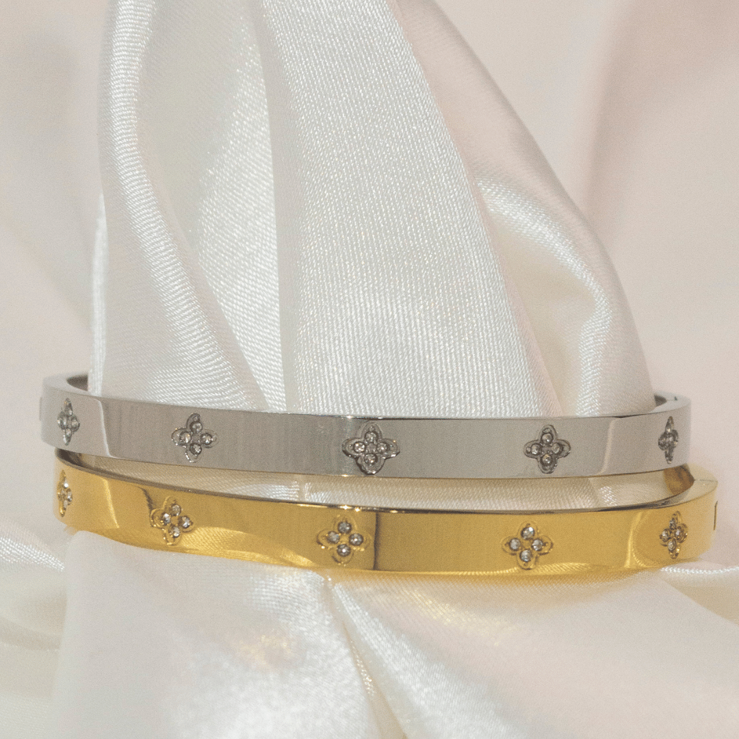Bracelete Trevo - Aço com banho de Ouro