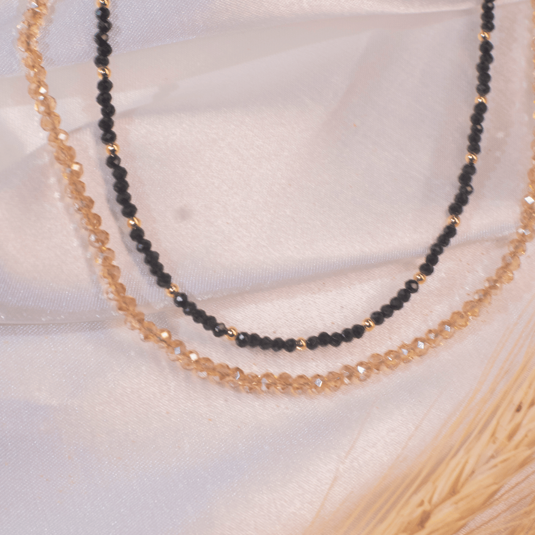 Choker Cristais - Bege - Aço com Banho de Ouro