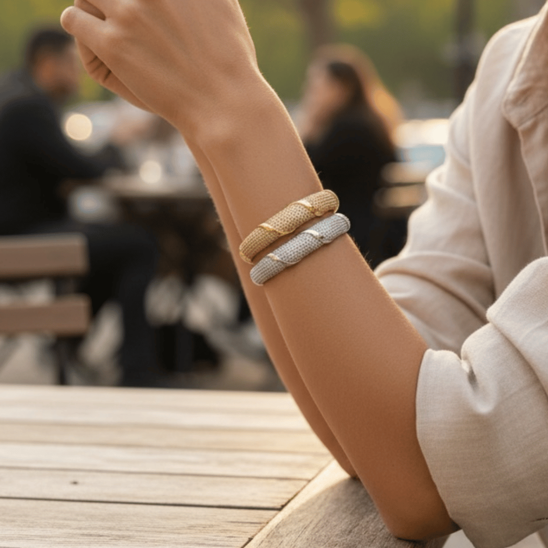 Bracelete Cravejado - Banho de ouro