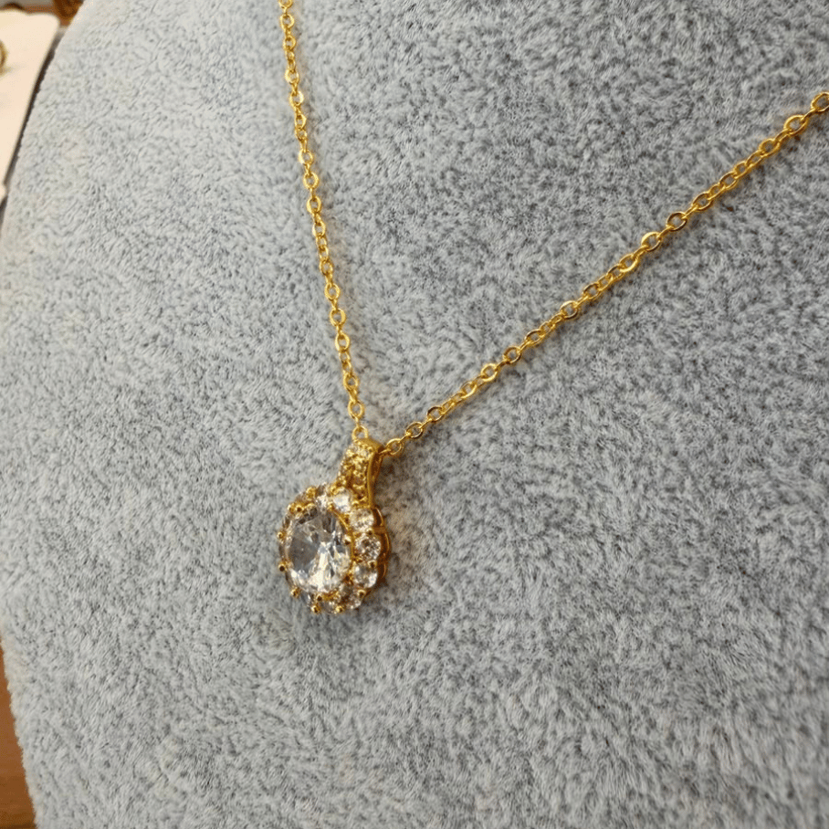Colar Ponto de Luz Cravejado em volta 12mm - Banhado a Ouro