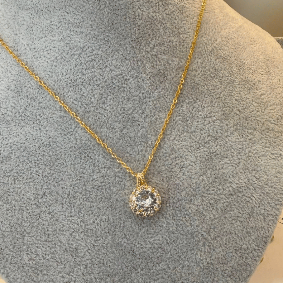 Colar Ponto de Luz Cravejado em volta 12mm - Banhado a Ouro