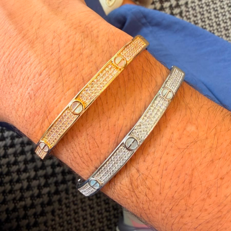 Bracelete Inspiração Cravejado - Banho de Ouro