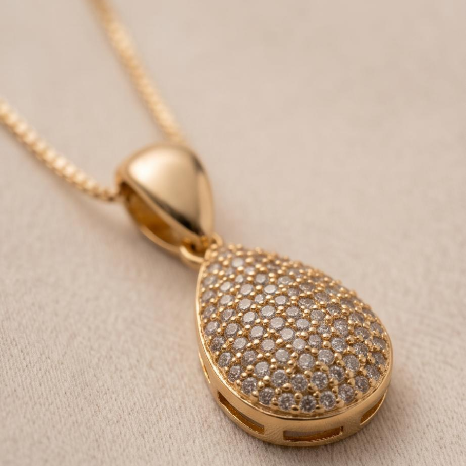 Conjunto de Gota Cravejada - Banho de Ouro