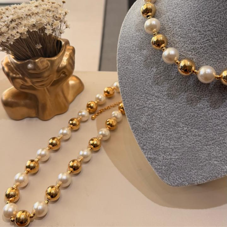 Choker de Perola com Esferas