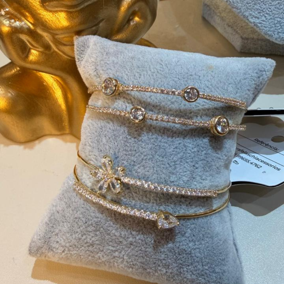 Bracelete Flor cravejado