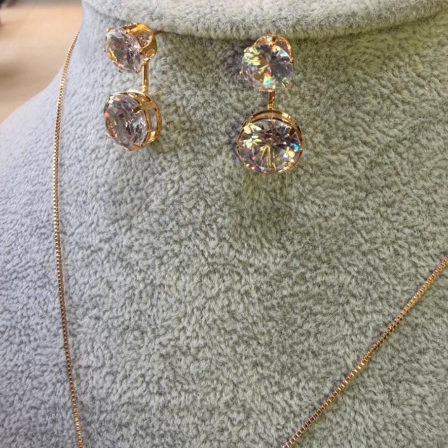 Conjunto Ponto de Luz Brinco Duplo