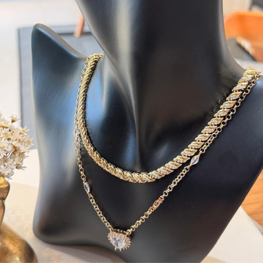 Conjunto Coração Cravejado