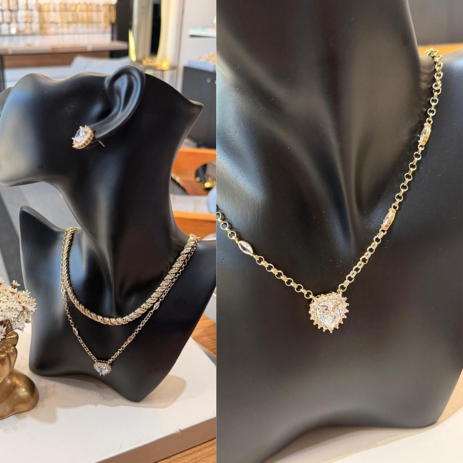 Conjunto Coração Cravejado