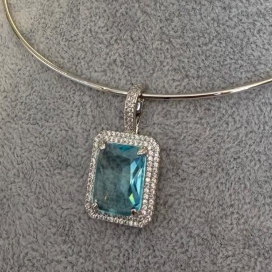Conjunto Aro Pedra Retangular - Translucida Azul