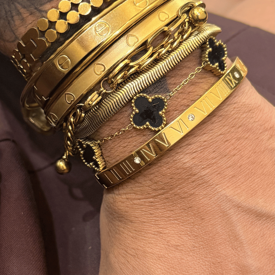 Bracelete Numeros Romanos - Aço com Banho