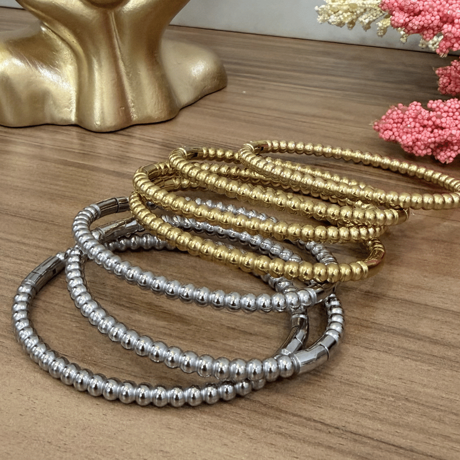 Bracelete de Esferas - Aço Inox