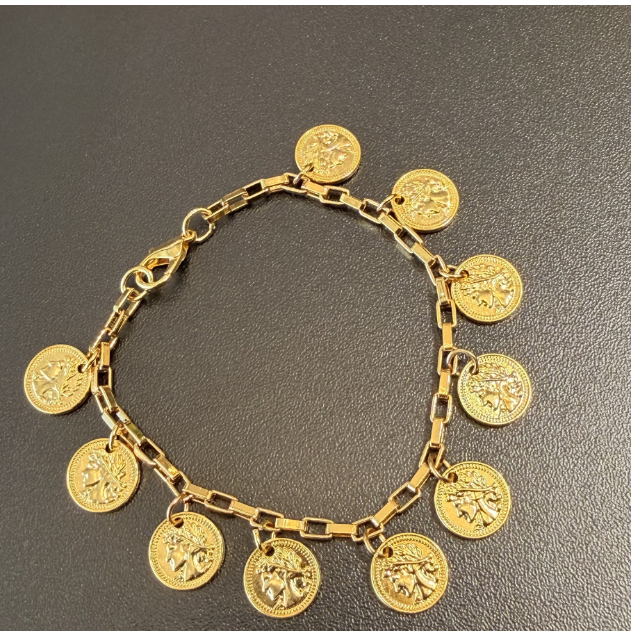 Pulseira de Medalhas - Banho de Ouro