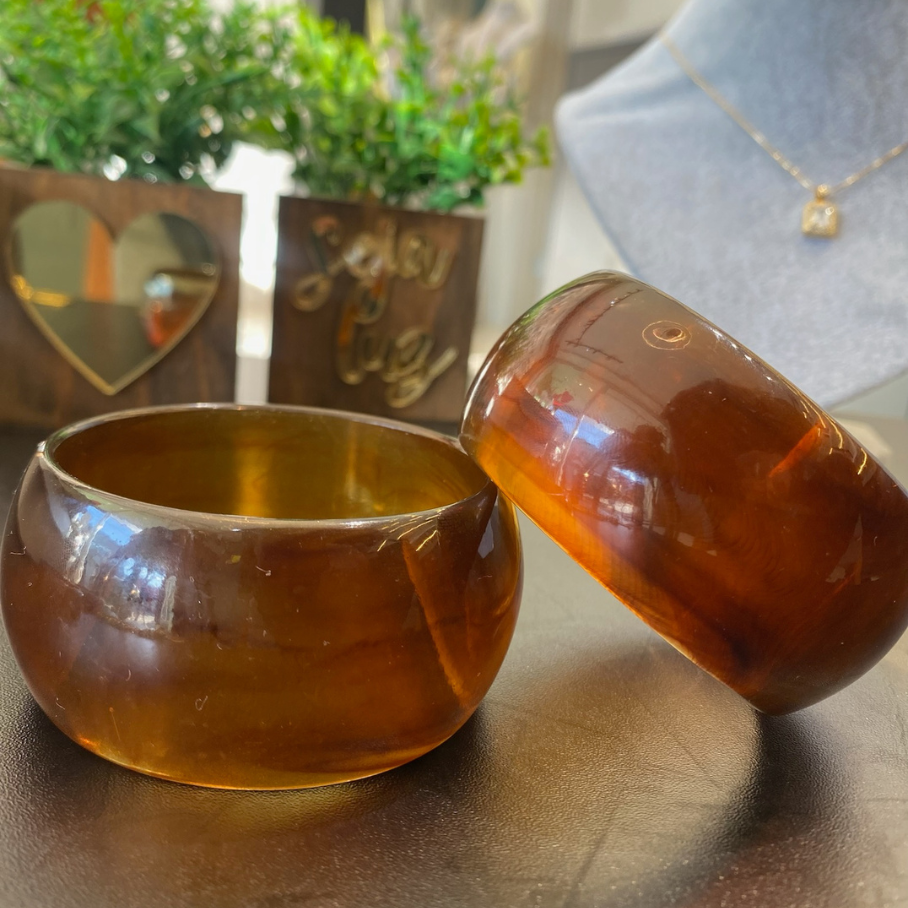 Trio de Pulseiras de Acrílico Marrom