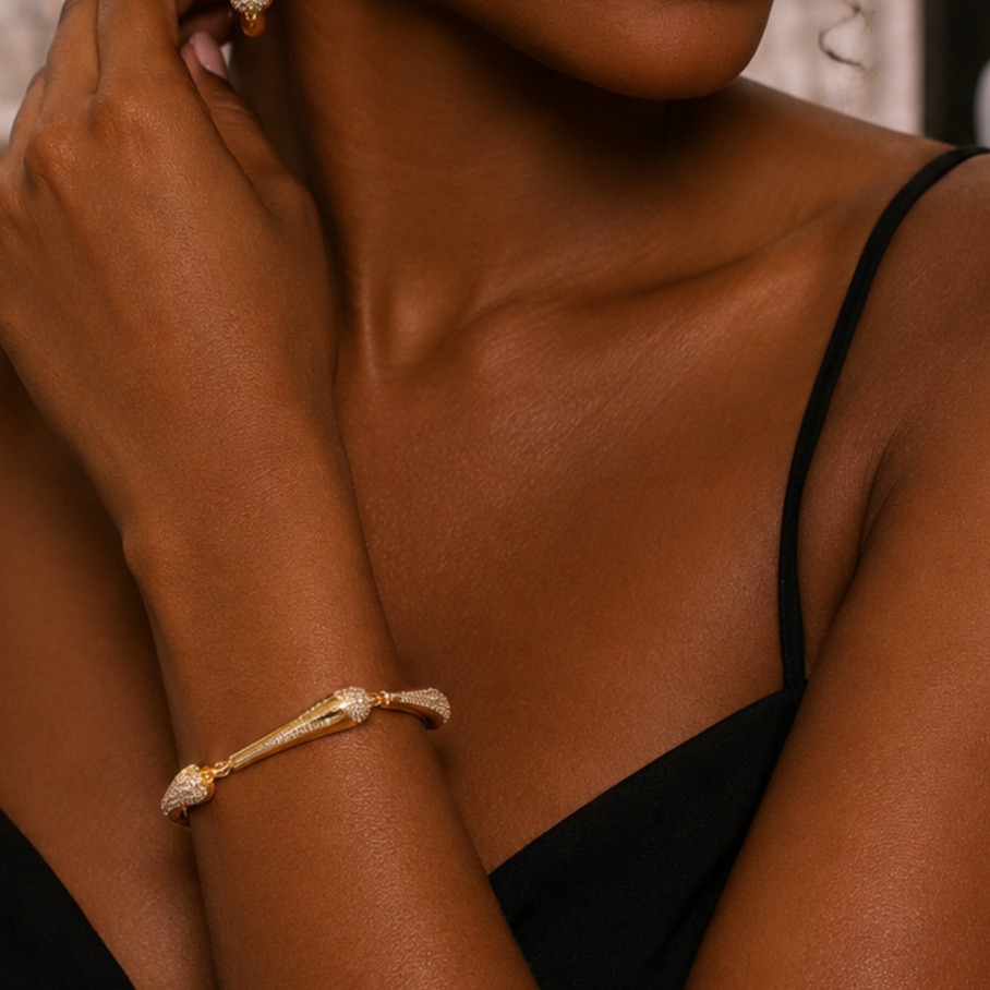 Pulseira em gota Lisa/Cravejada - Banho de Ouro